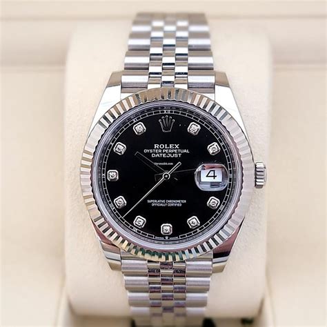 rolex datejust 41 black diamond dial jubilee bracelet|rolex datejust 41mm fluted bezel.